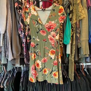 Floral faux wrap dress